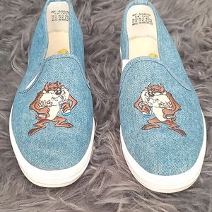Keds Looney Tunes Rare Tasmanian Devil Taz Blue Vintage 1990's Denim Womens 9